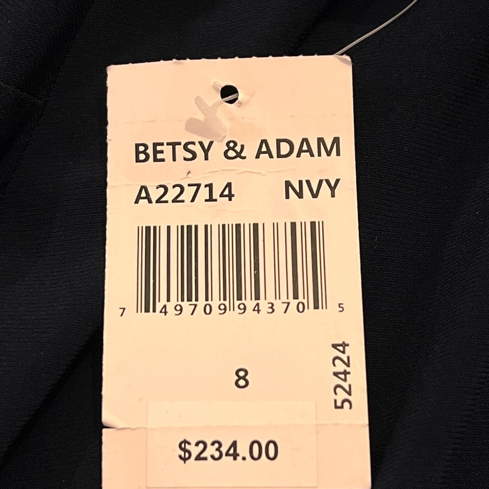 Betsy & Adam Long Halter Neck Sleeveless Gown Rhinestone Straps, Navy Blue, Sz 8 - Picture 12 of 15